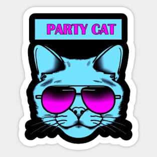 Party Cat Synthwave Retro Sticker